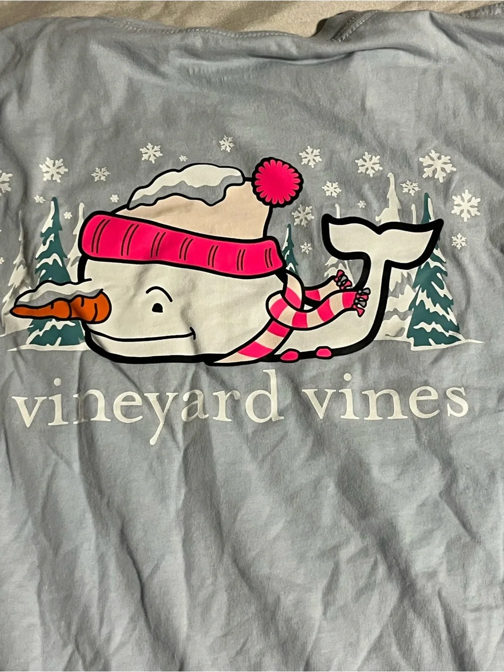 Vineyard Vines Pale Blue Long-Sleeve Pocket Tee with Sleeve Logo Size XL 18